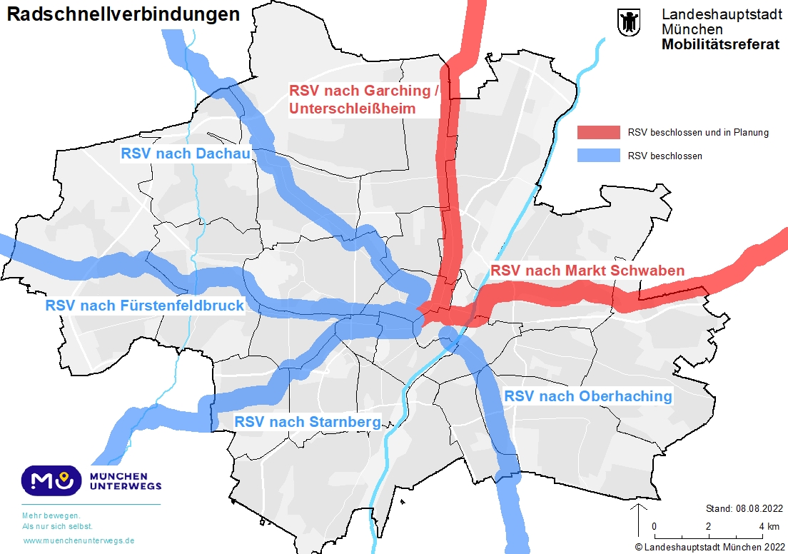 Fünf weitere Radschnellverbindungen von München in das Umland