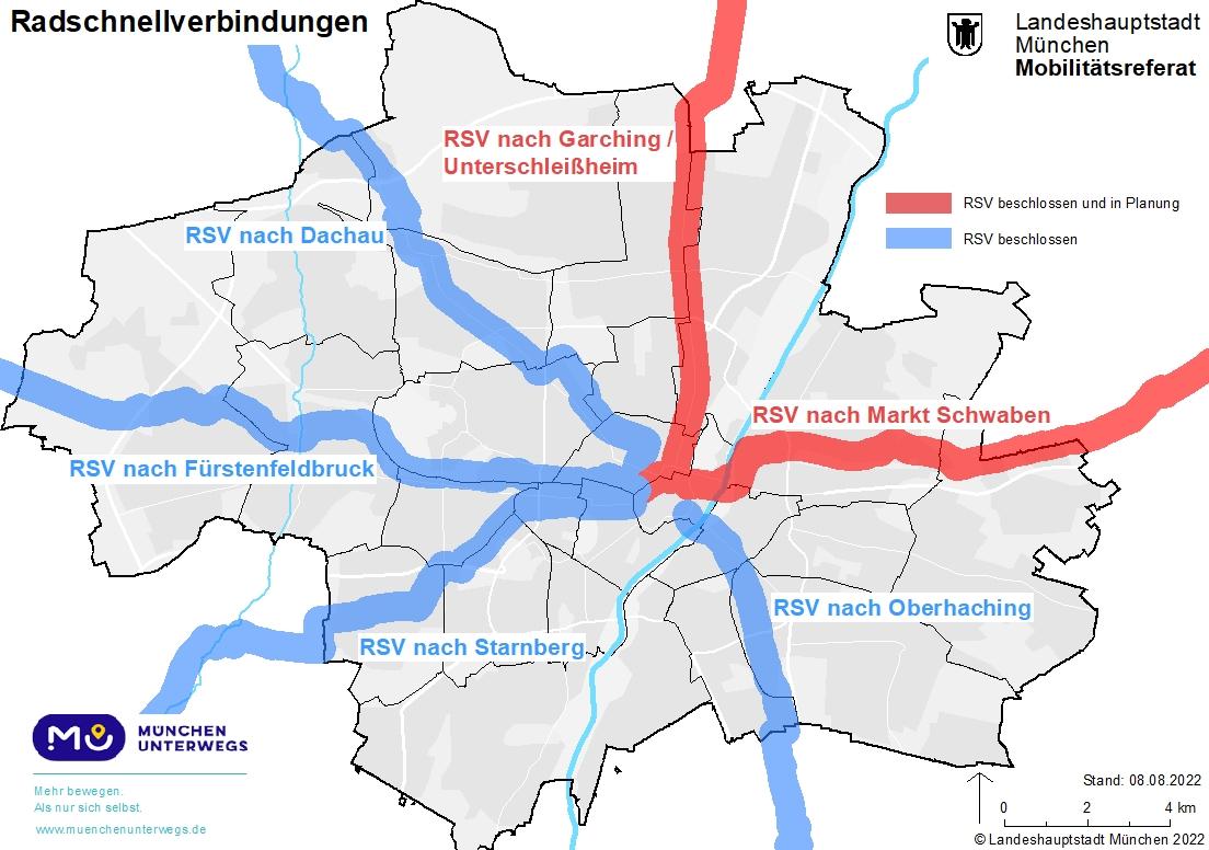 Fünf Radschnellverbindungen von München in das Umland