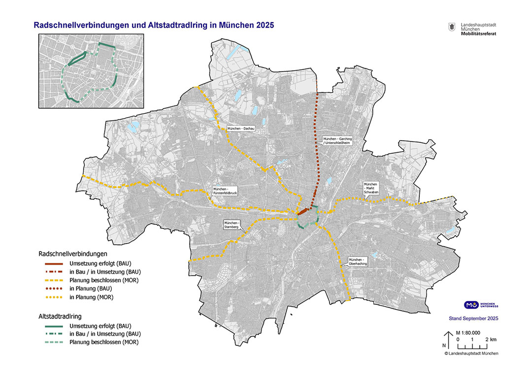 Fünf weitere Radschnellverbindungen von München in das Umland